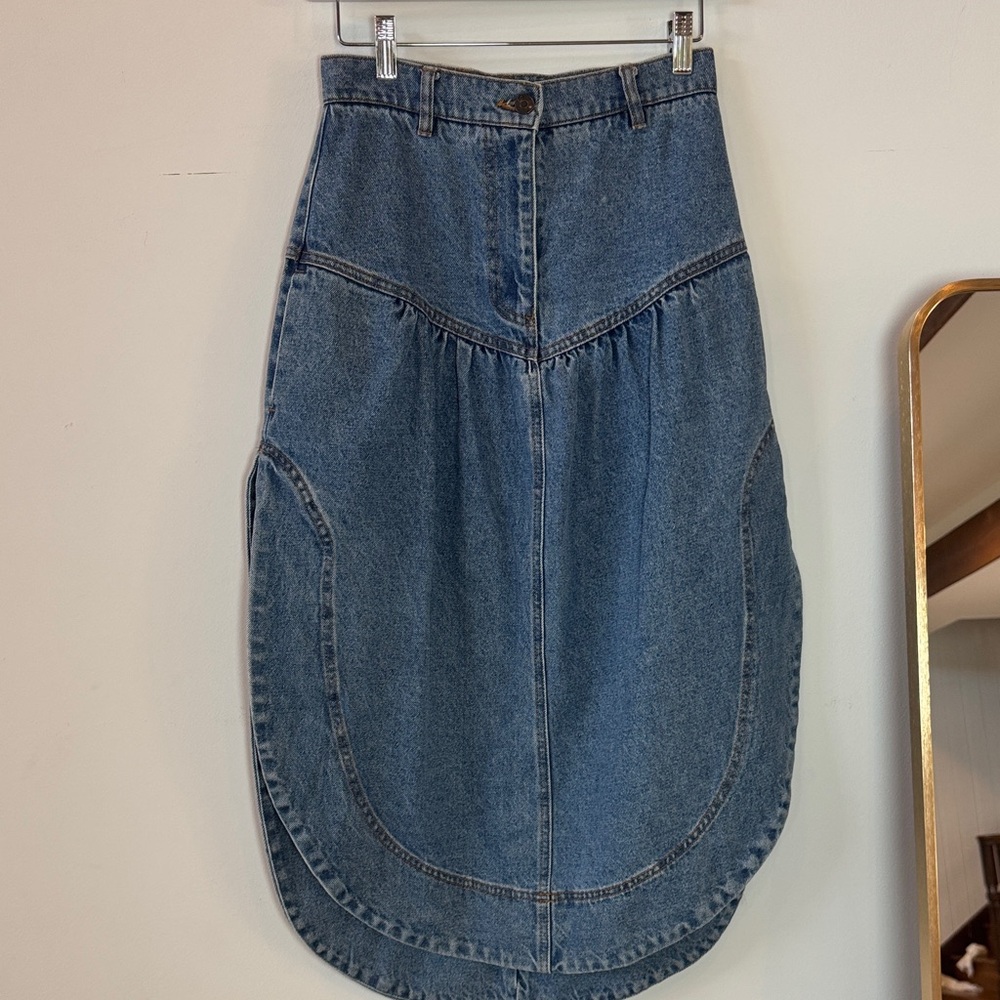 Shona Joy Denim Blue Midi Skirt